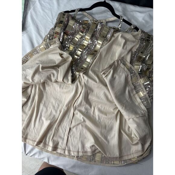 NWT Mac Duggal [ 4 ] Halter Neck Embellished Detailed Back Gown 93981 Nude Mirro - Picture 7 of 16